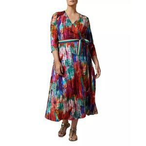 NWT Marina Rinaldi Ornare Wrap Dress multicolor striped grosgrain Flowy US 12-14